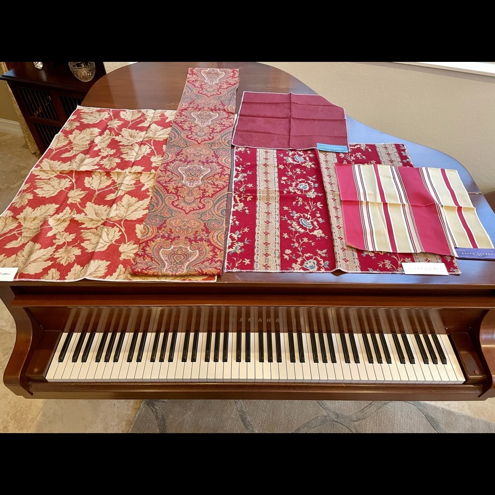 RALPH LAUREN Fabric Lot of 5 Samples Remnants Red